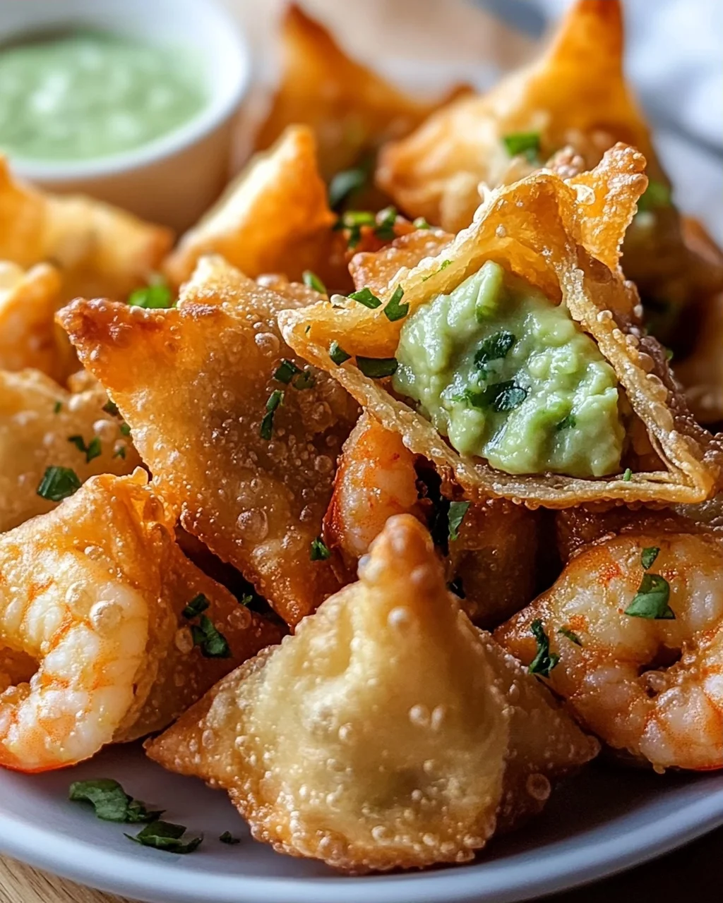 Avocado-Limetten-Wontons mit Garnelen