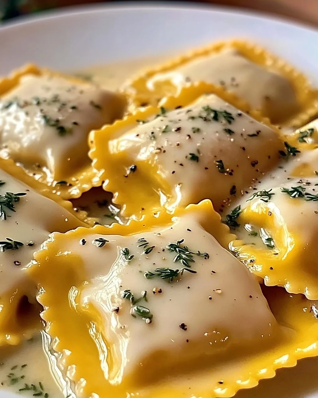 Butternut-Kürbis-Ravioli mit cremiger Sauce