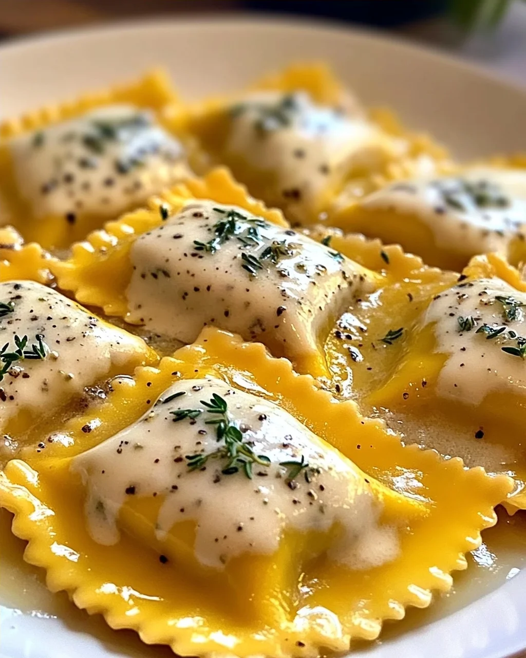 Butternut-Kürbis-Ravioli mit cremiger Sauce