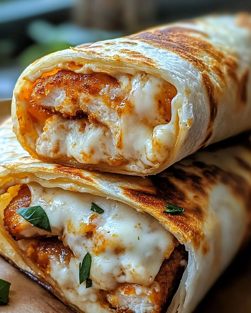 Crispy Cheesy Garlic Chicken Wraps