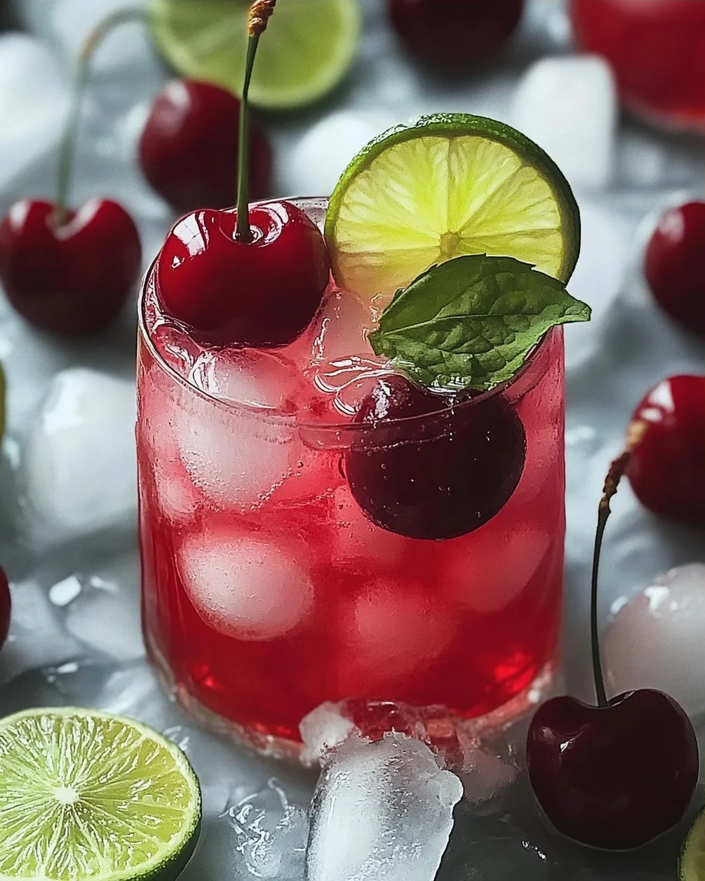 Erfrischende Kirsche Limettenlimonade für den Sommer