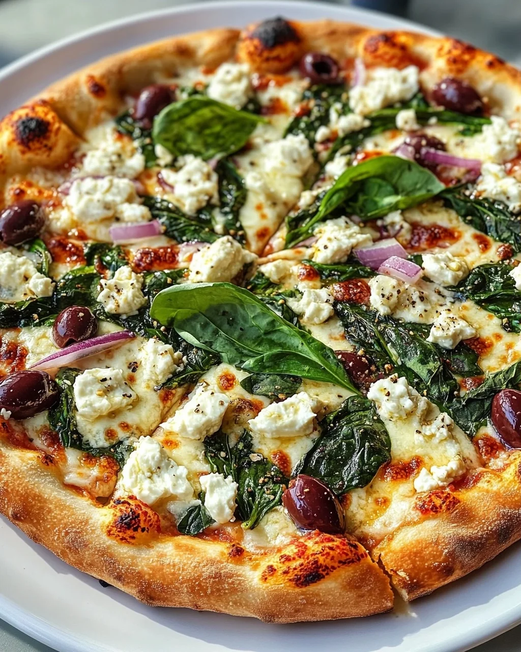 Griechische Pizza: Gerösteter Knoblauch & Spinat Genuss!
