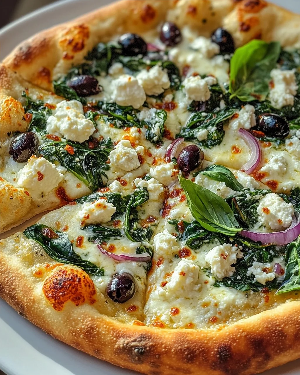 Griechische Pizza: Gerösteter Knoblauch & Spinat Genuss!