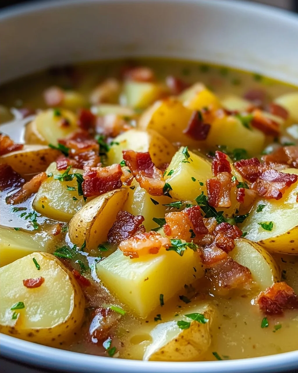 Herzhafter Kartoffel Kohlrabi Eintopf mit Speckwürfeln Rezept
