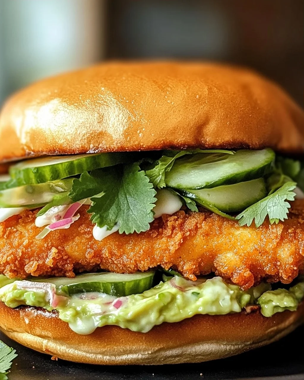 Knuspriges Koriander-Limetten-Hühnchen-Sandwich Rezept