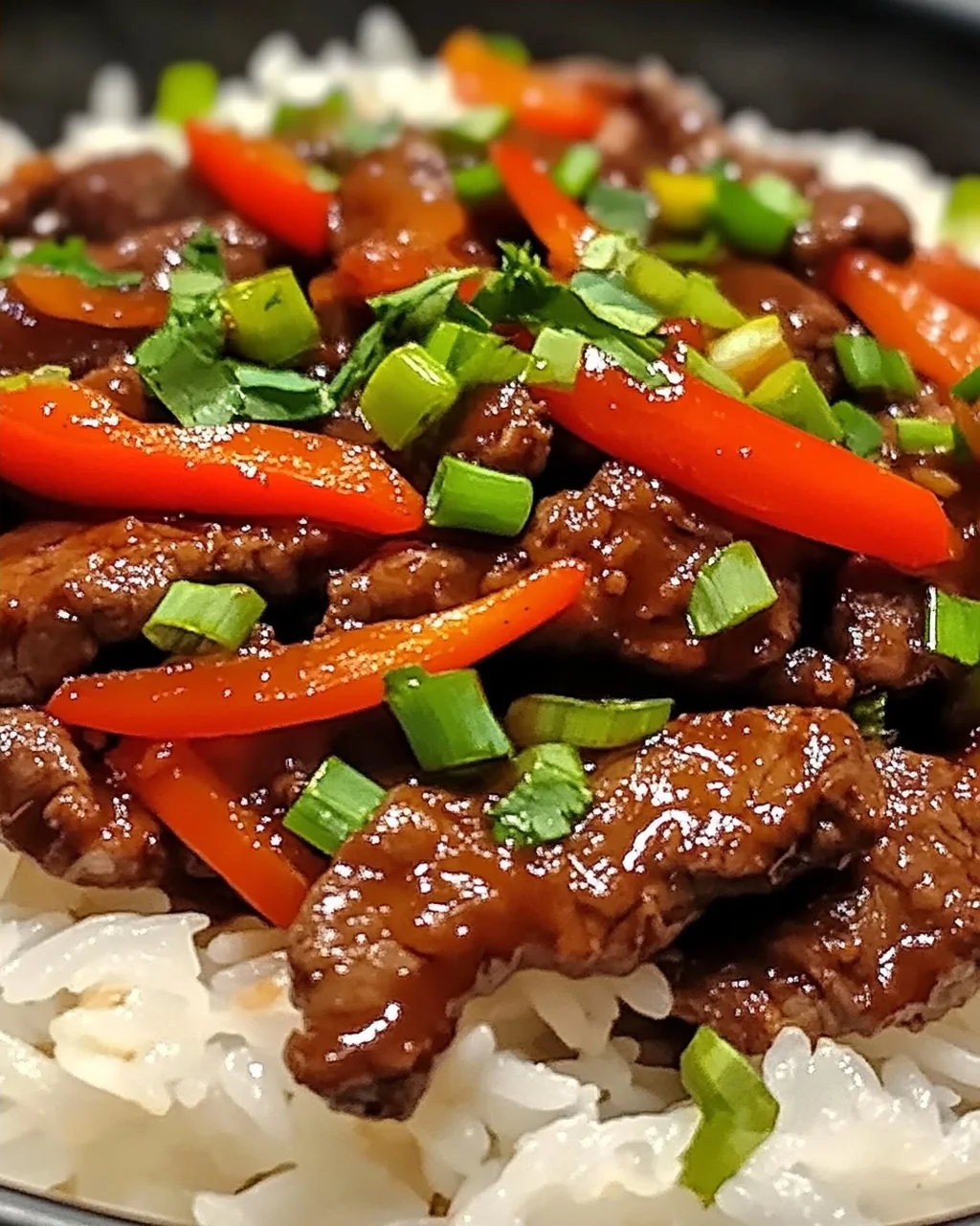 Krosse Chili Rindfleisch Reis in 15 Minuten