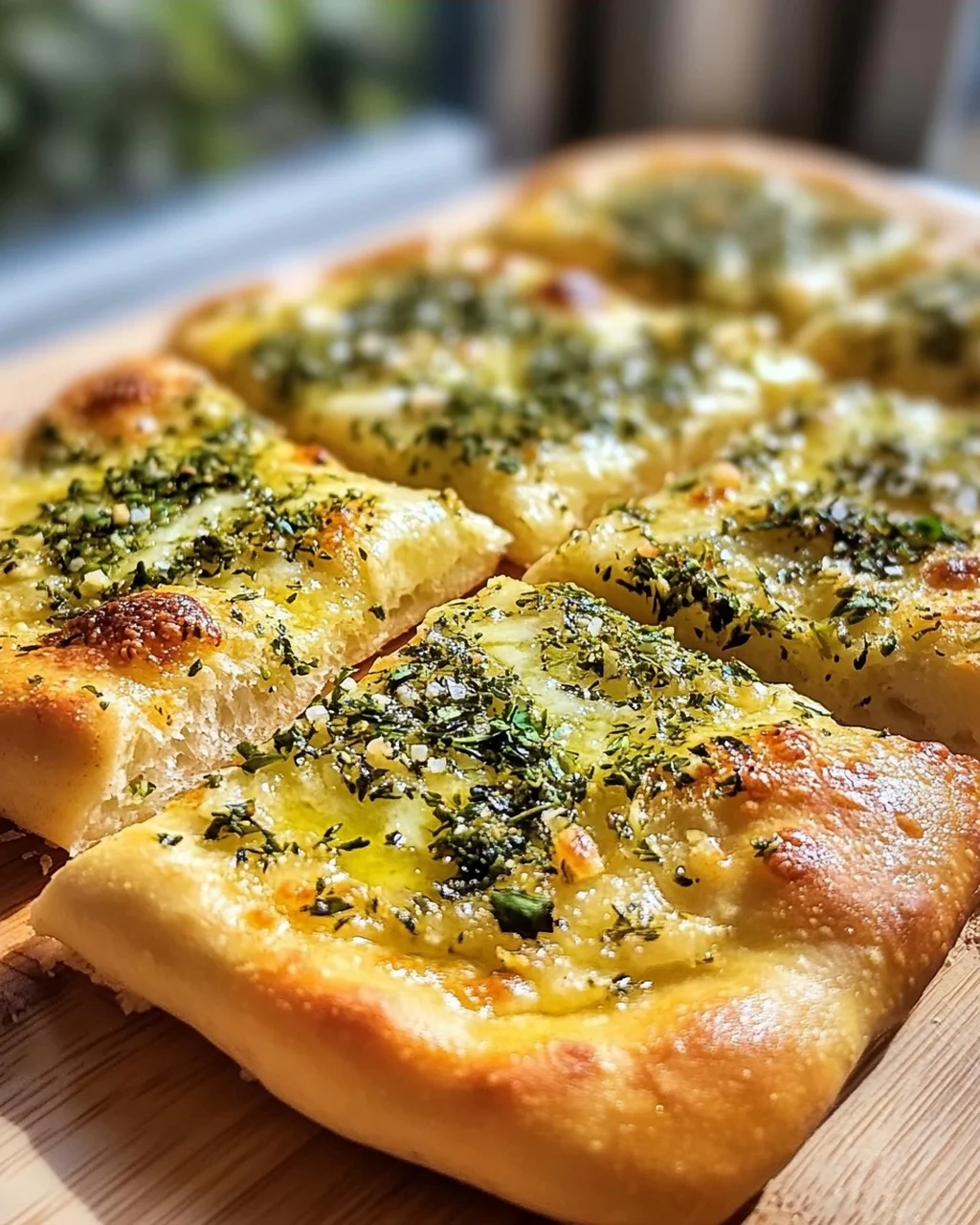 Leckeres Pizzabrot mit Knoblauch und Kräutern Rezept
