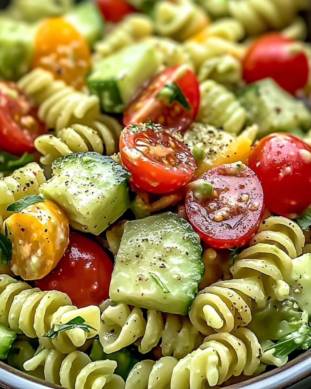 Milchfreier Avocado-Nudelsalat für den Sommer