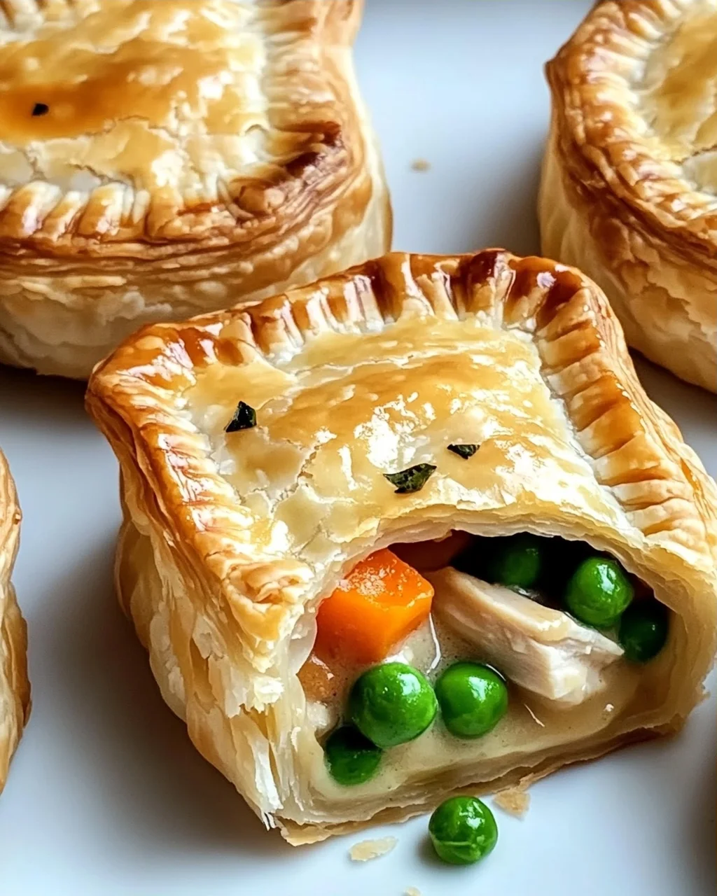 Mini-Hühnchentopf-Pasteten mit Blätterteig genießen