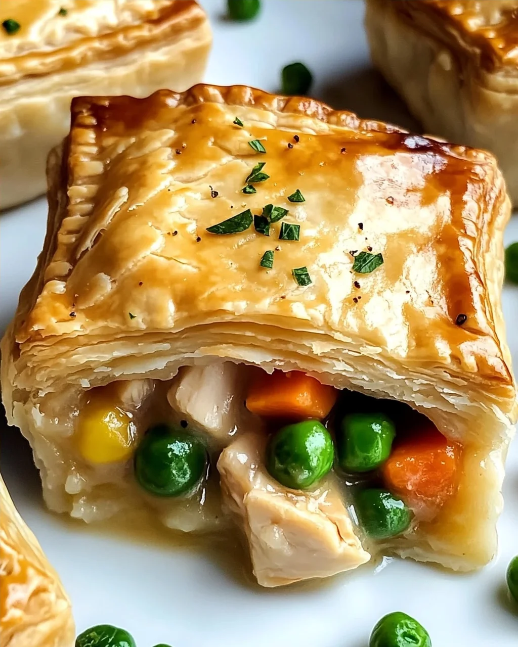 Mini-Hühnchentopf-Pasteten mit Blätterteig genießen