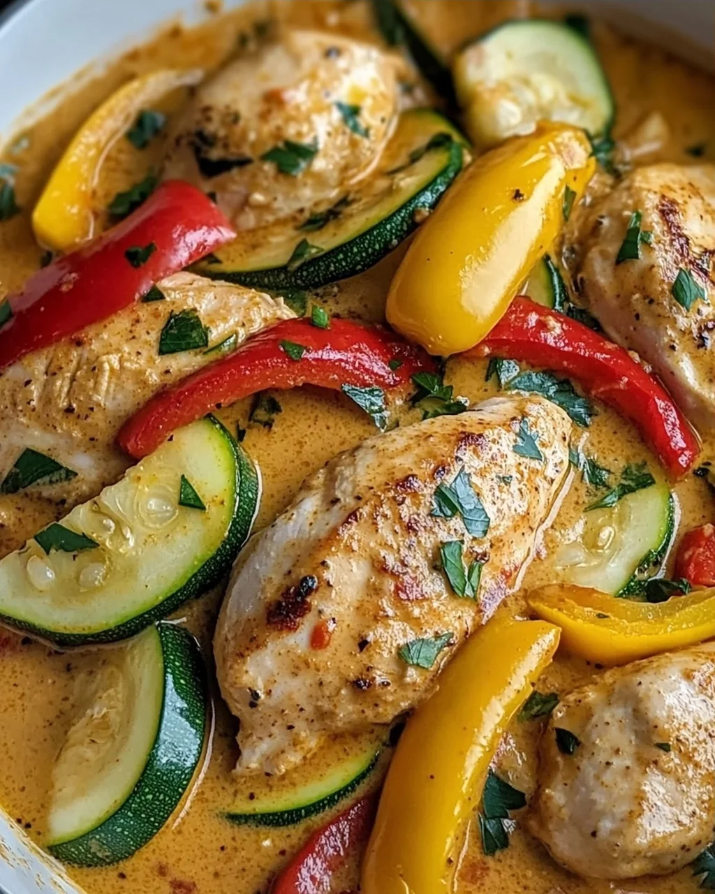 Paprika Zucchini Sahne Hähnchen