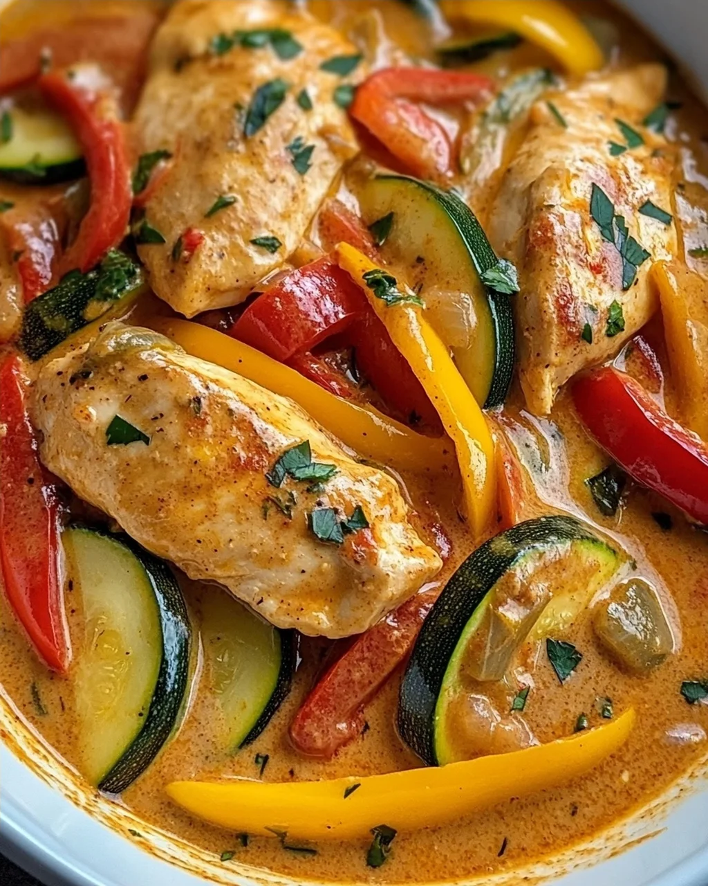 Paprika Zucchini Sahne Hähnchen