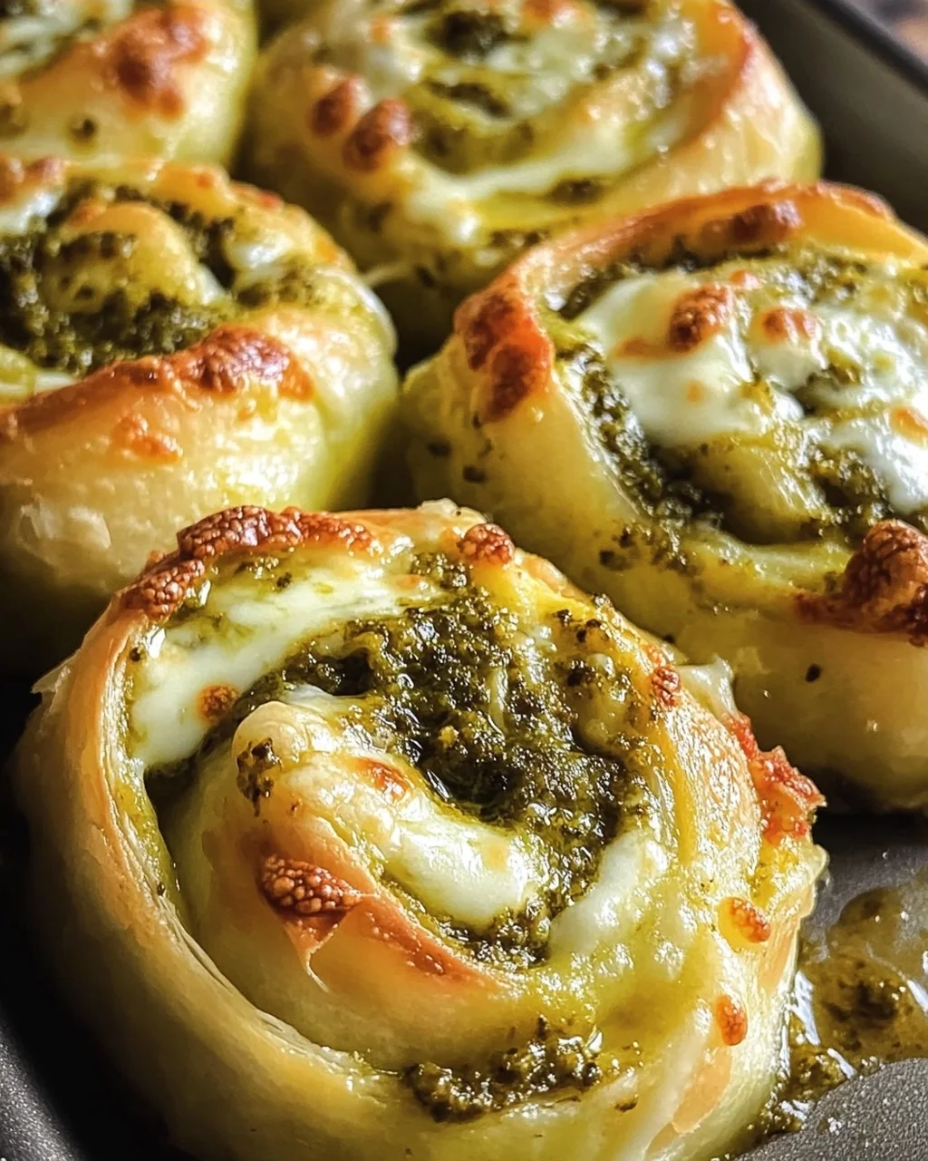 Pizzaschnecken mit Pesto und Mozzarella