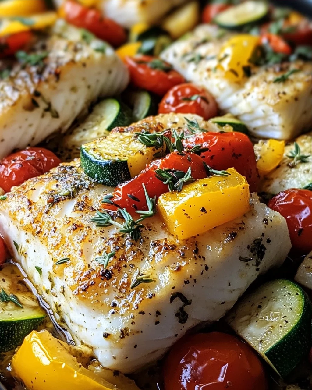Rezept für mediterran gebackene Fischfilets mit Gemüse