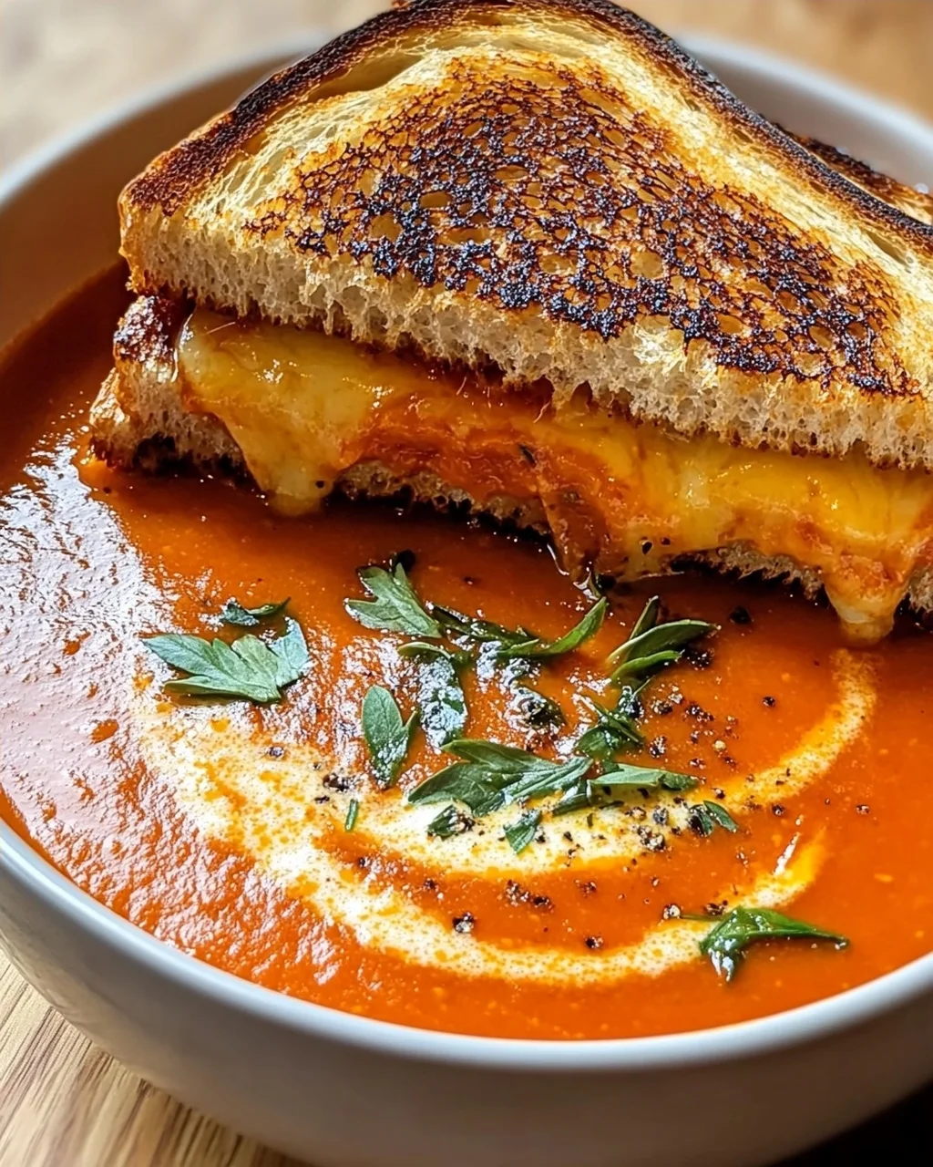 Roasted Tomato Soup mit Grilled Cheese Sandwich