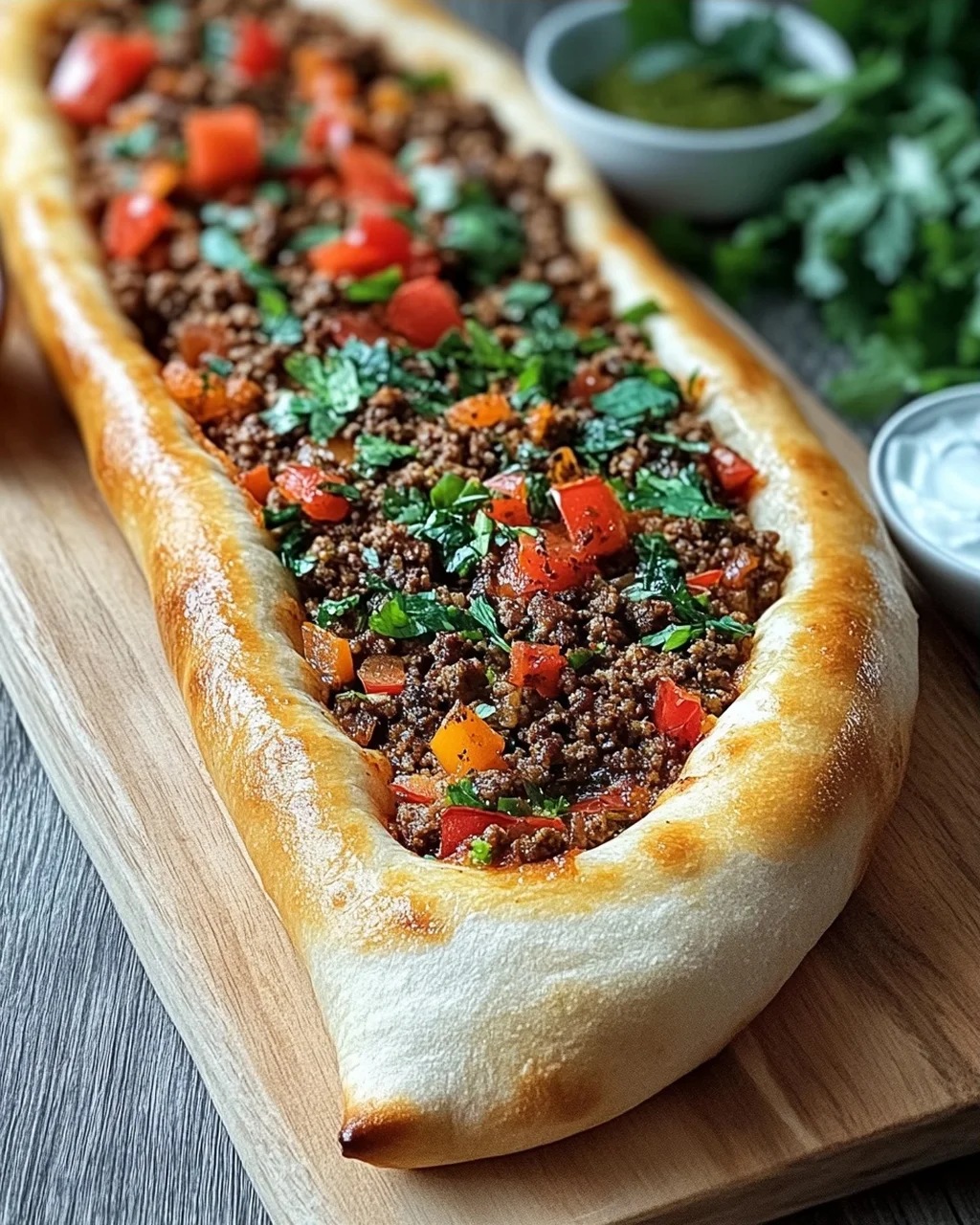 Türkische Pide mit Hackfleisch