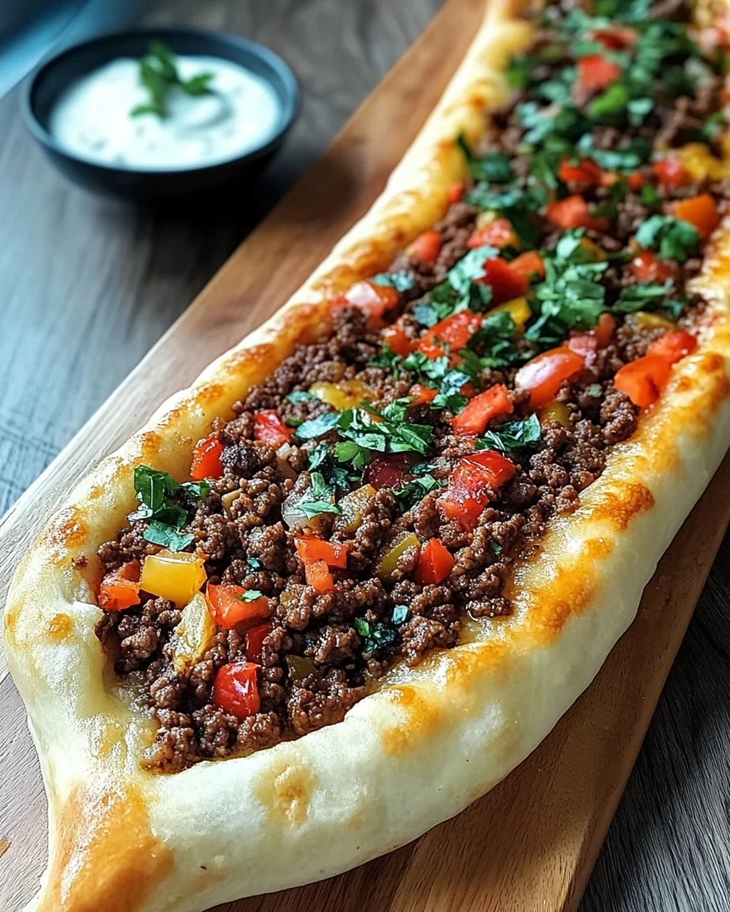 Türkische Pide mit Hackfleisch