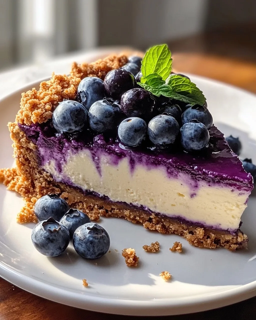 Veganer Blaubeer-Crumble-Cheesecake mit Cashew-Creme Rezept