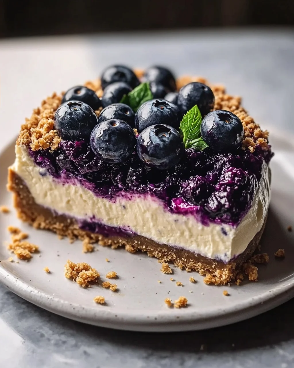 Veganer Blaubeer-Crumble-Cheesecake mit Cashew-Creme Rezept