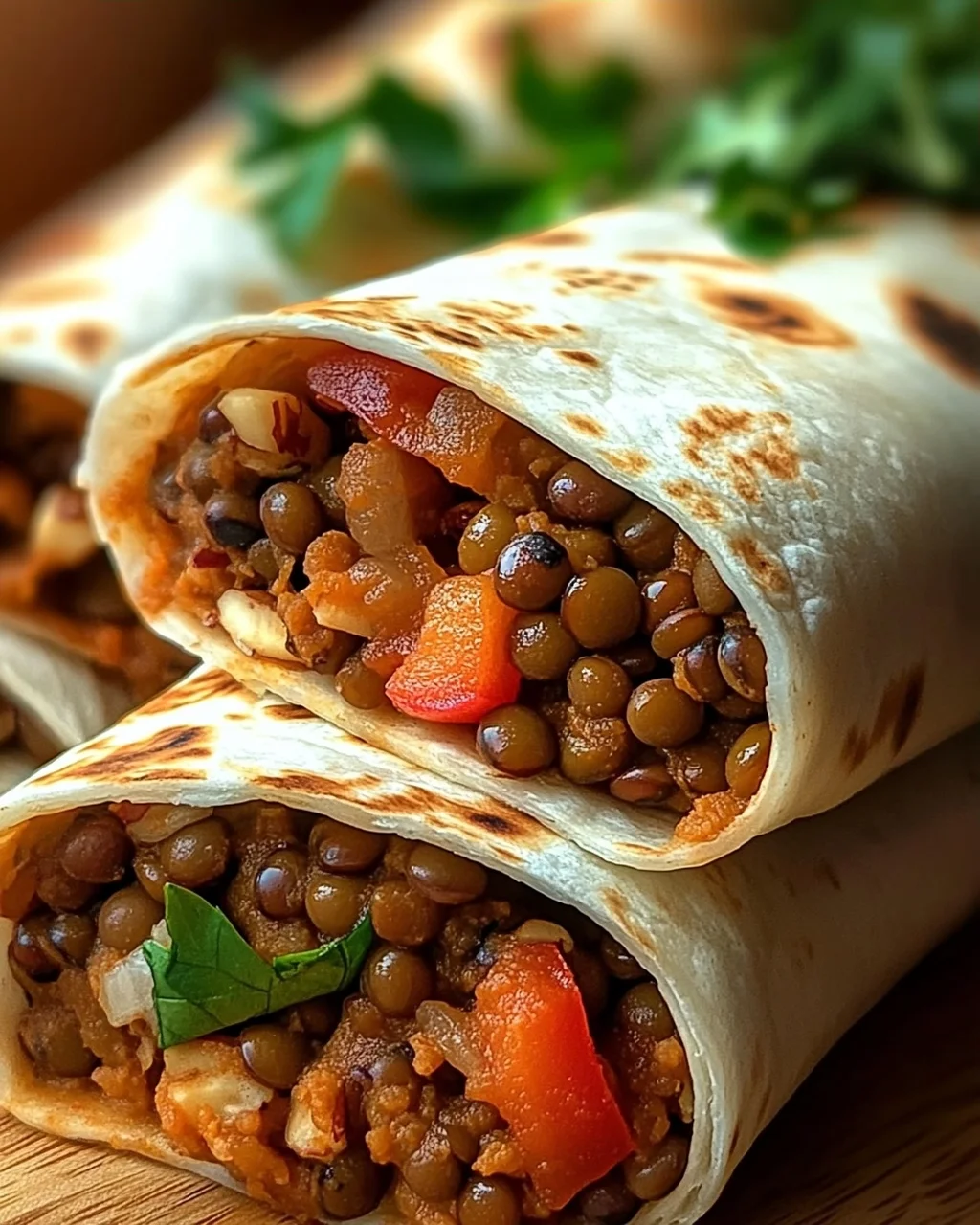 Vegetarische Burritos mit Linsen und Walnüssen