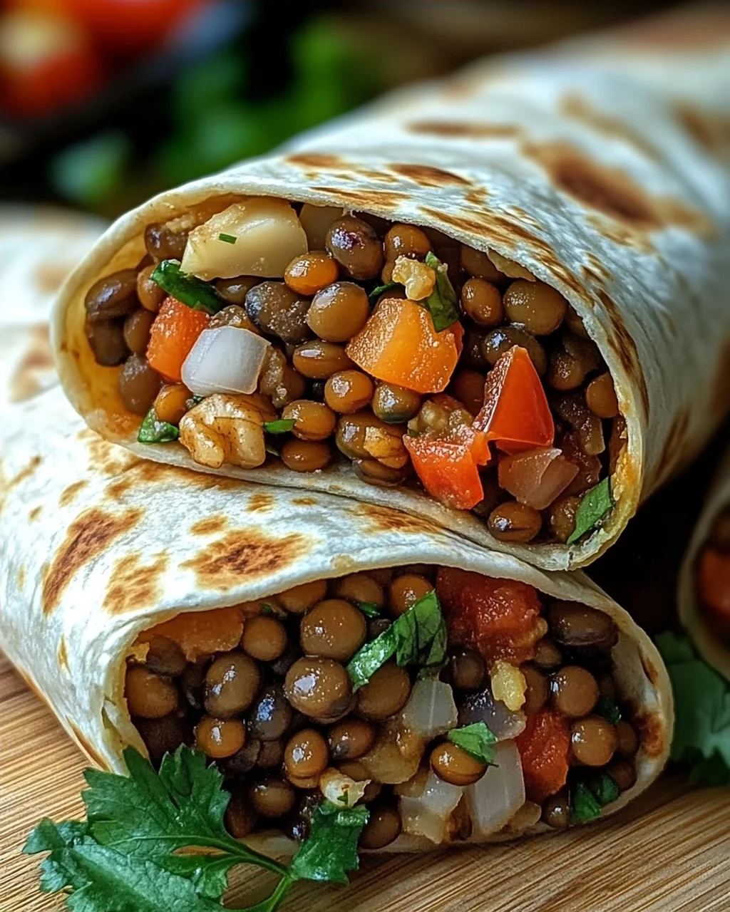 Vegetarische Burritos mit Linsen und Walnüssen
